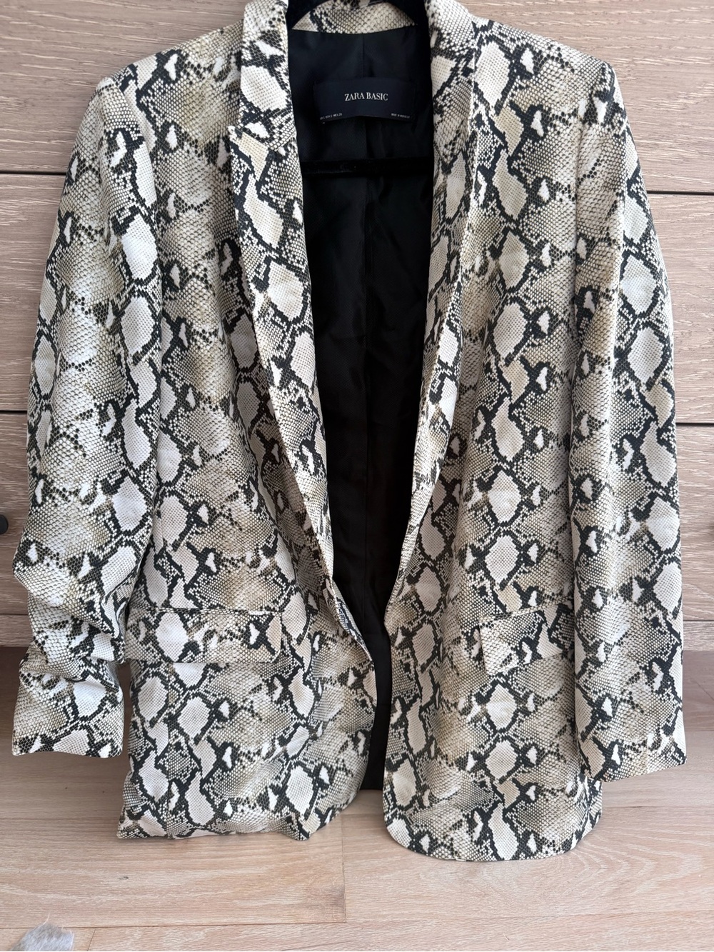 Zara Snake Print Blazer in Cream and Black